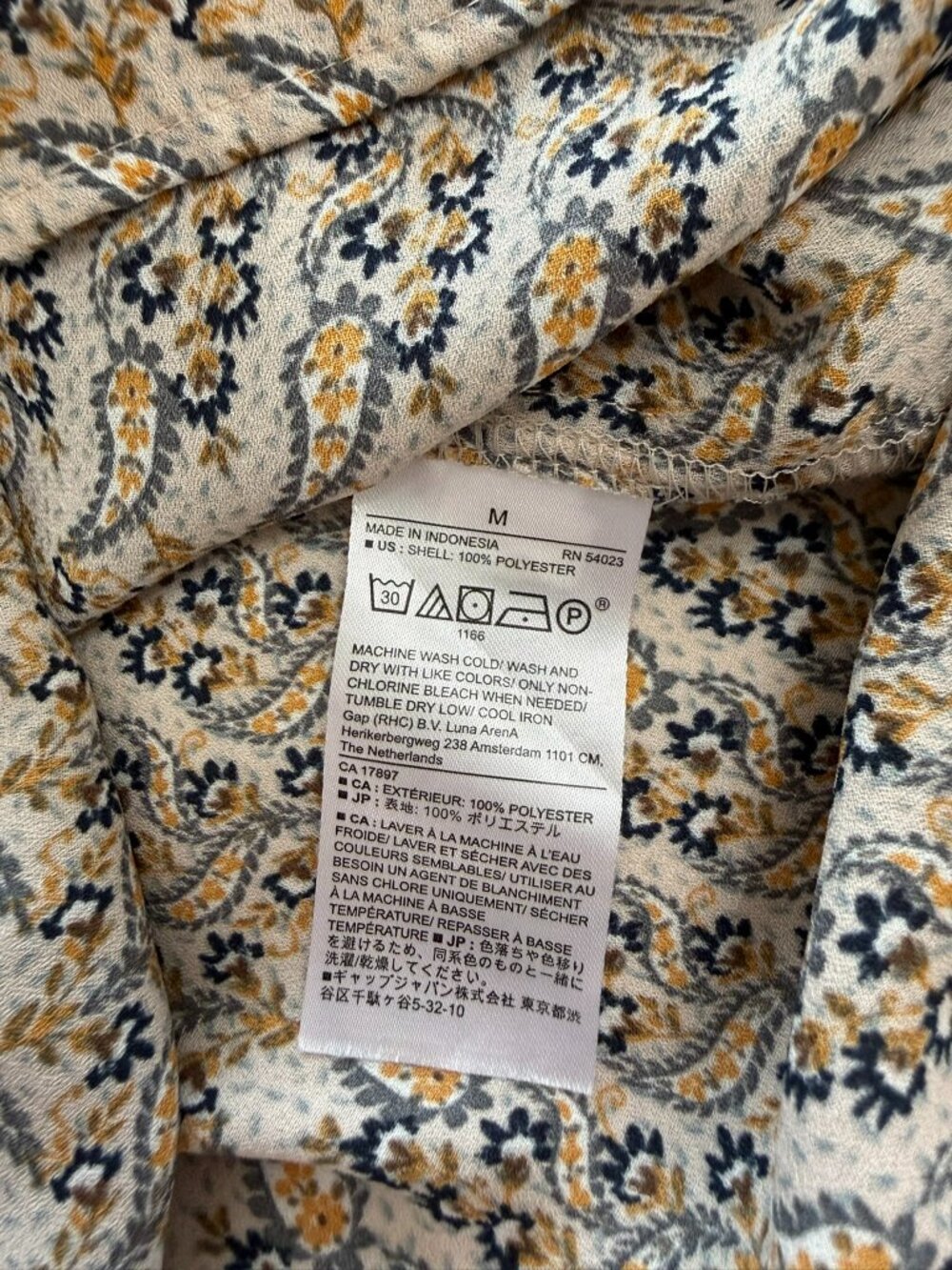 Banana Republic Paisley Tie Neck Long Sleeve Blouse Size M - Picture 10 of 10